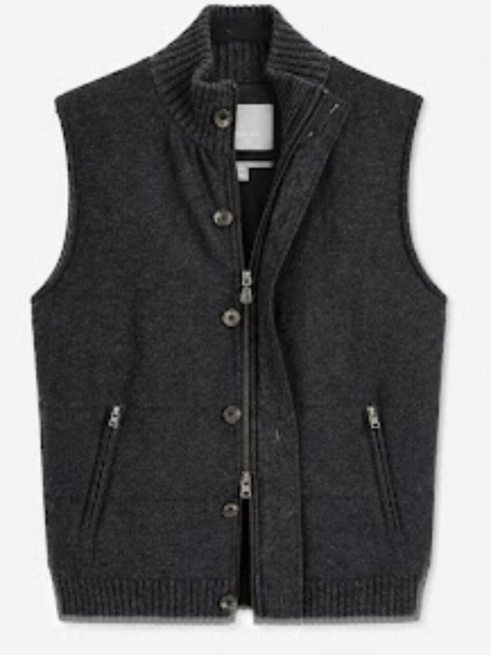 Neiman Marcus charcoal Double-Zip Vest with Button Placket – Size Small